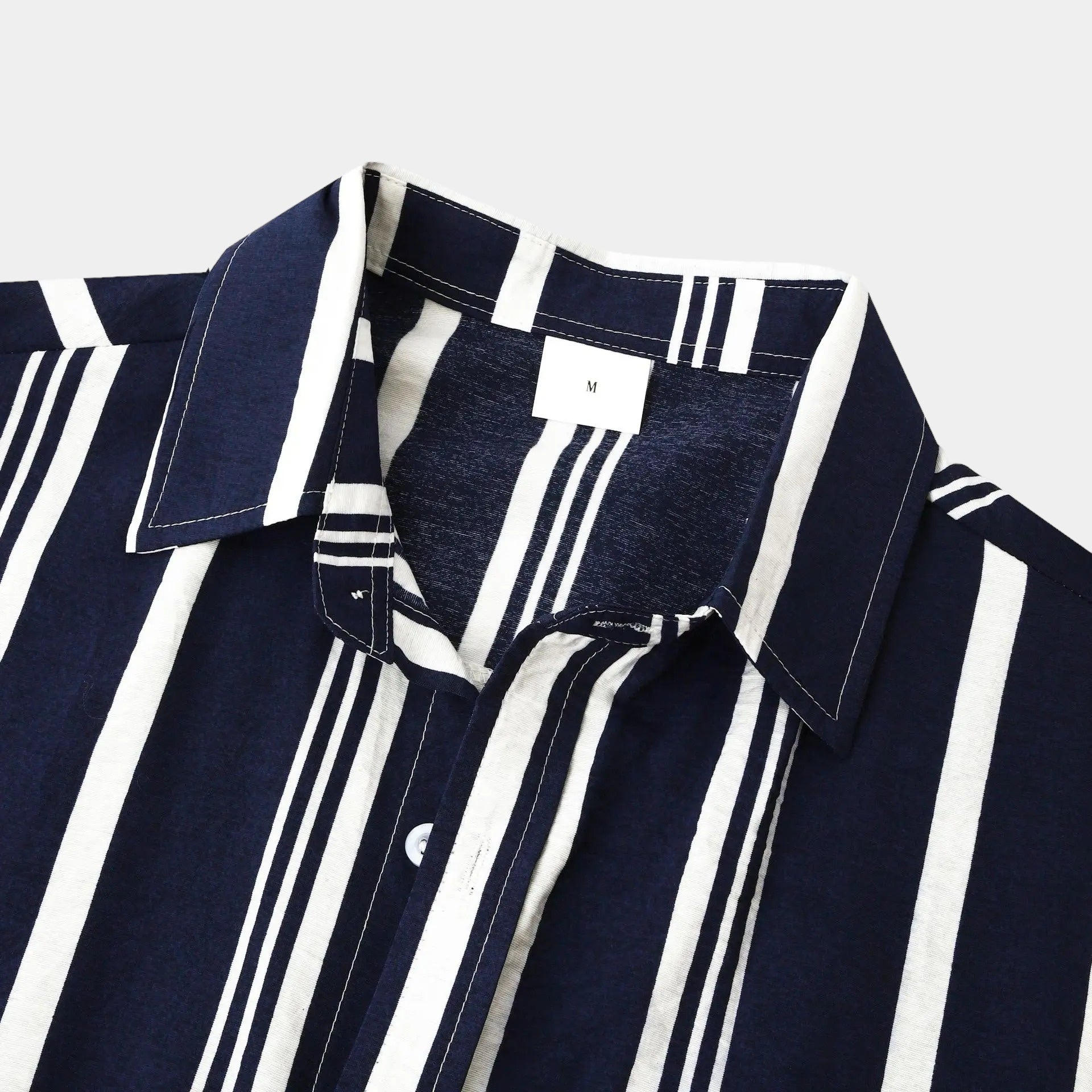 men's vertical stripe button-up short sleeve shirt