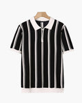 novaline striped knit polo for men with short sleeves contrast collar zip