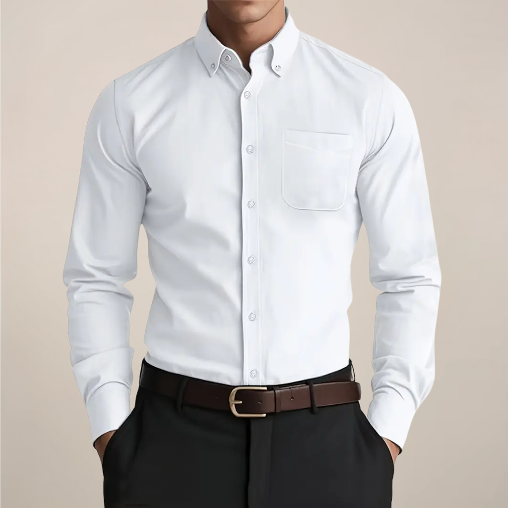 men's everyday long sleeve shirt, classic button-up for work or weekend