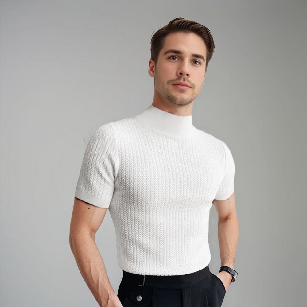 men's textured short sleeve crew neck classic tee shirt