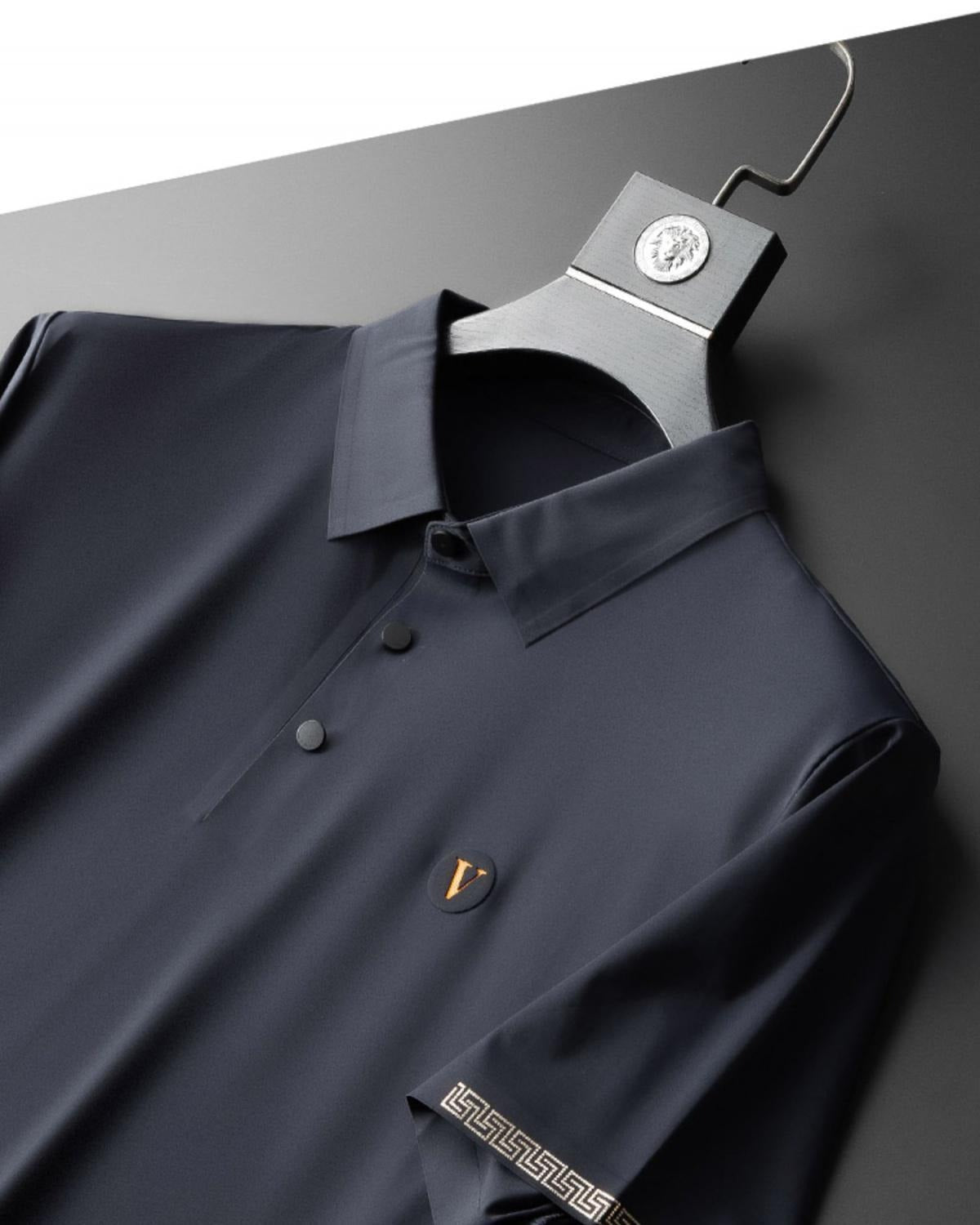 men's polo shirt and trousers set with button placket and drawstring waist