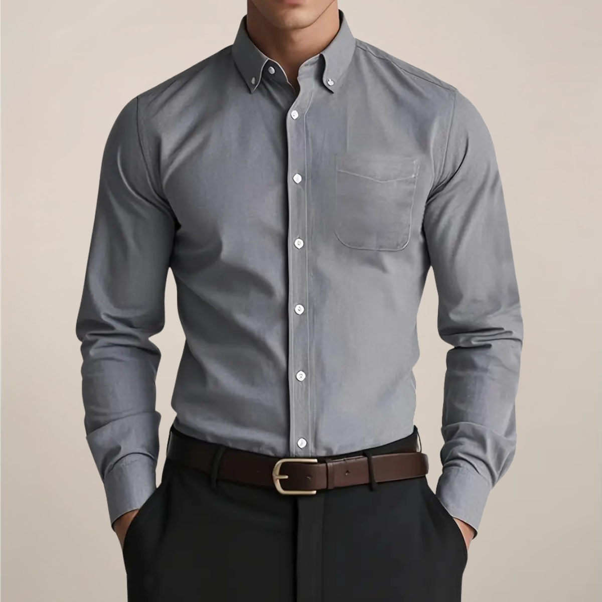 men's everyday long sleeve shirt, classic button-up for work or weekend