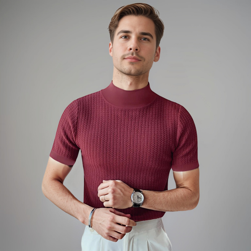 men's textured short sleeve crew neck classic tee shirt