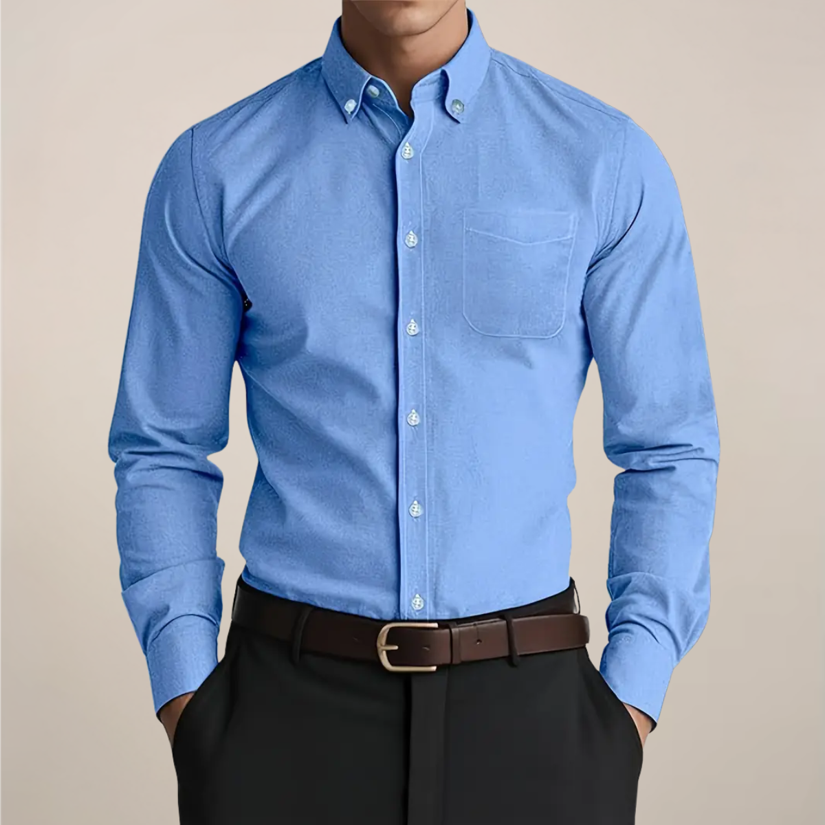 men's everyday long sleeve shirt, classic button-up for work or weekend