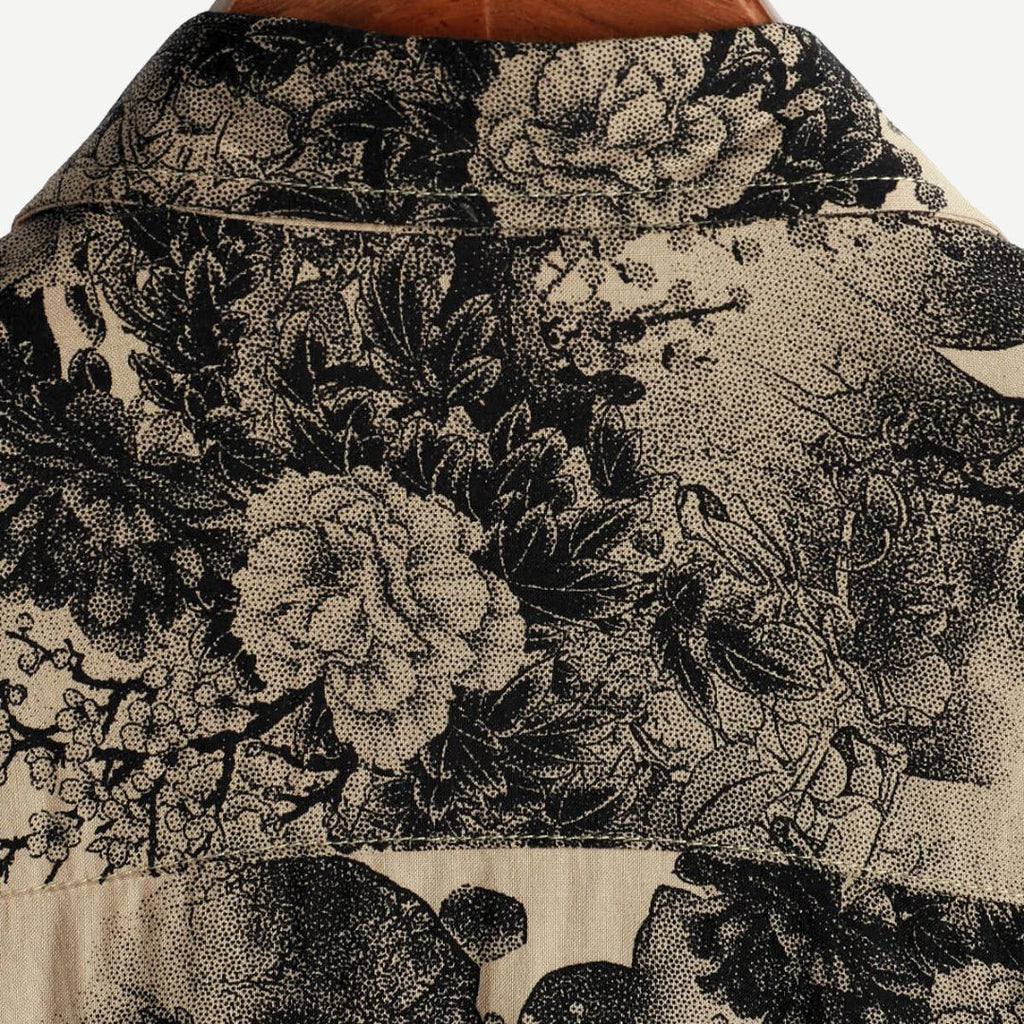 men's short sleeve button down shirt with printed point collar casual style