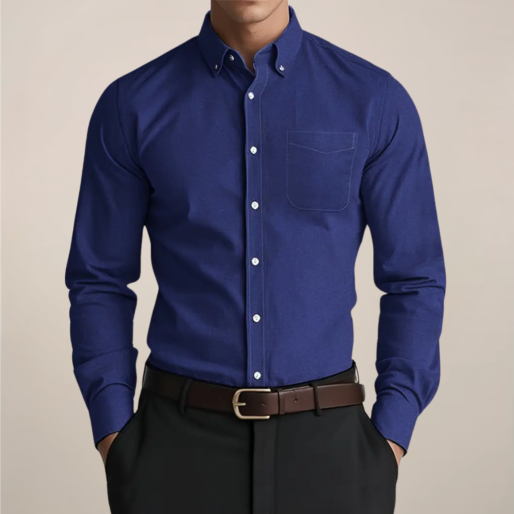 men's everyday long sleeve shirt, classic button-up for work or weekend