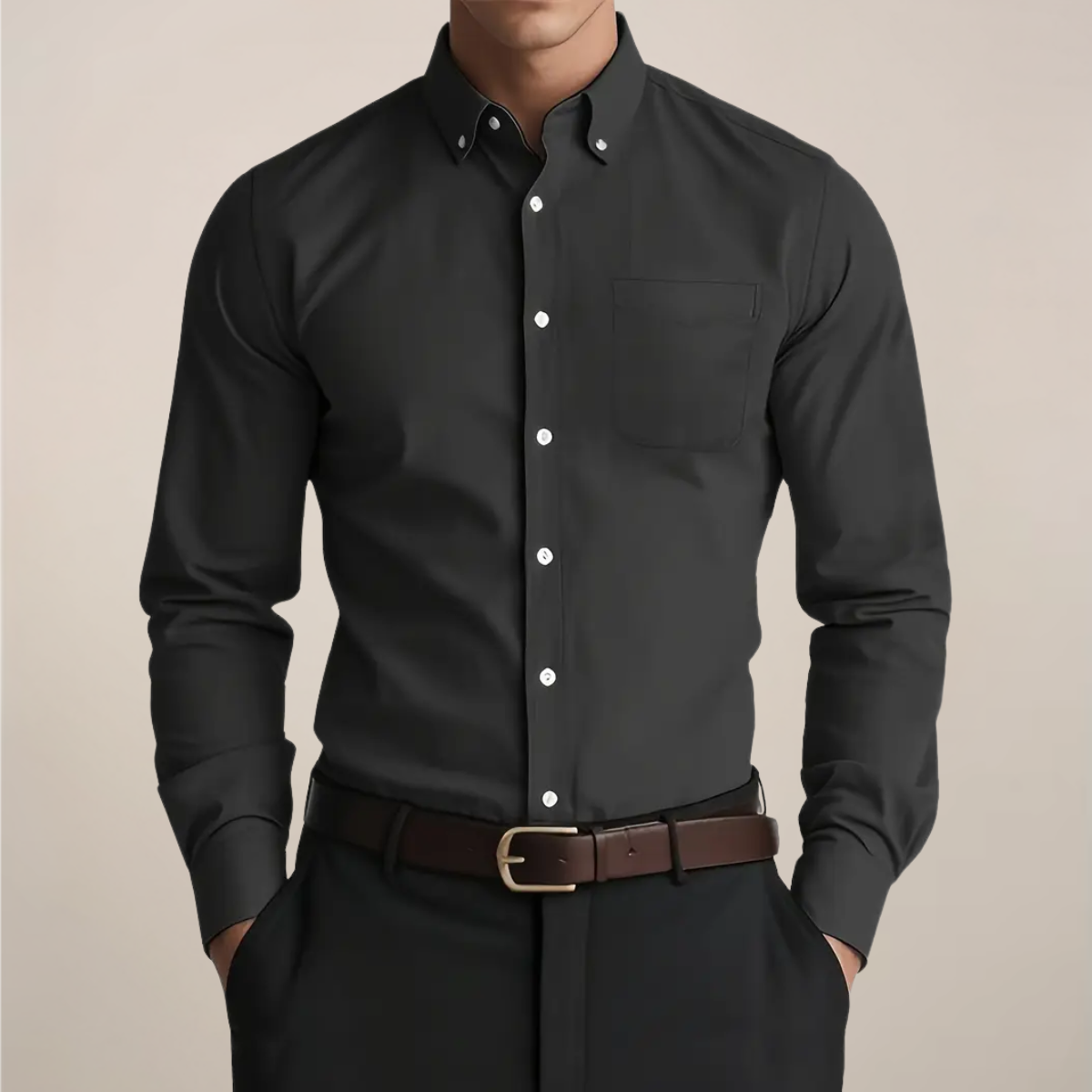 men's everyday long sleeve shirt, classic button-up for work or weekend