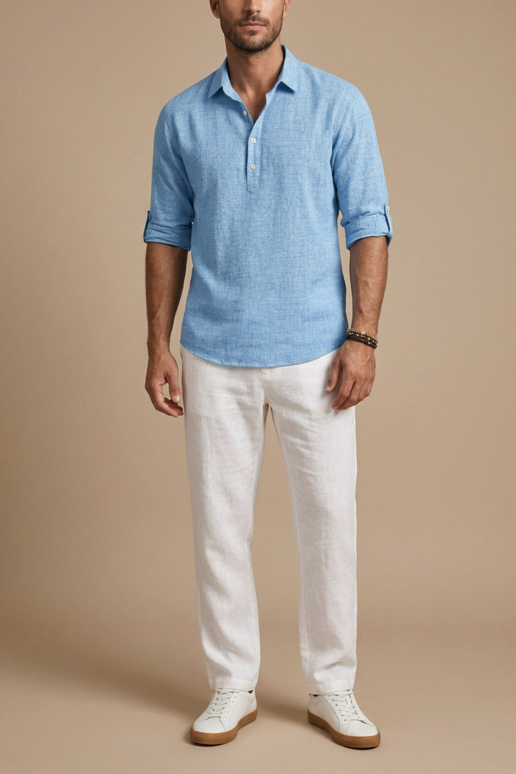 men's linen polo shirt, classic fit, spring and summer
