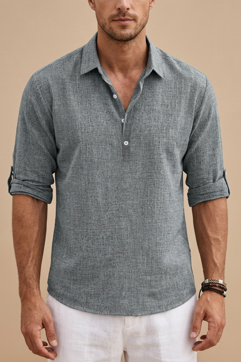 men's linen polo shirt, classic fit, spring and summer