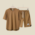 men's short sleeve tee and drawstring shorts two-piece casual summer set