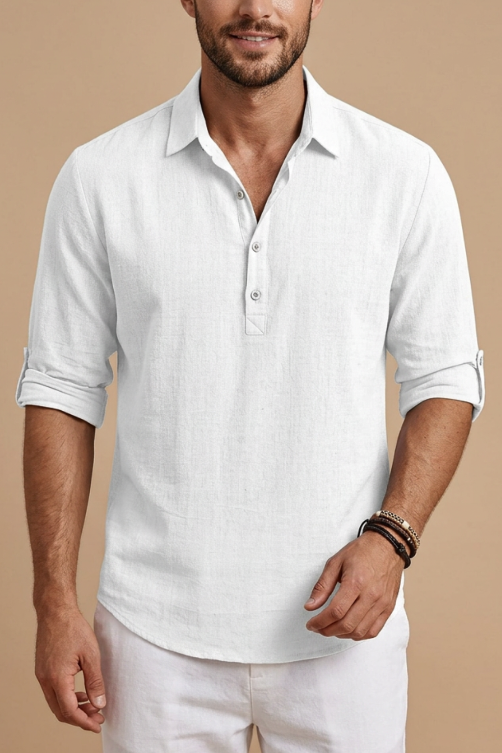 men's linen polo shirt, classic fit, spring and summer