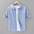 relaxed short sleeve summer shirt for men with button front