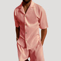 men's ribbed short sleeve shirt and matching shorts coordinated set