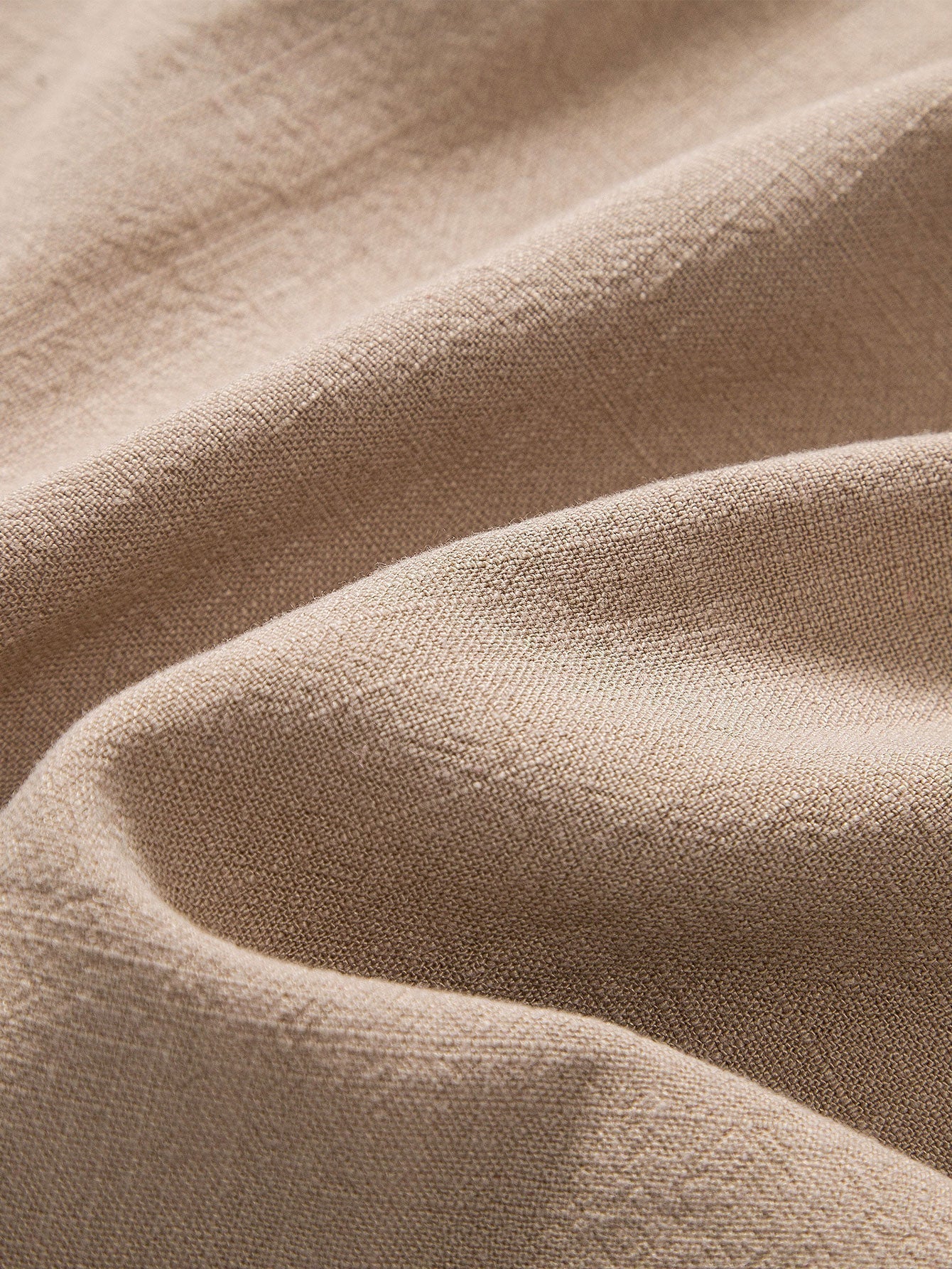 men's linen blend short sleeve shirt with stand collar and button front