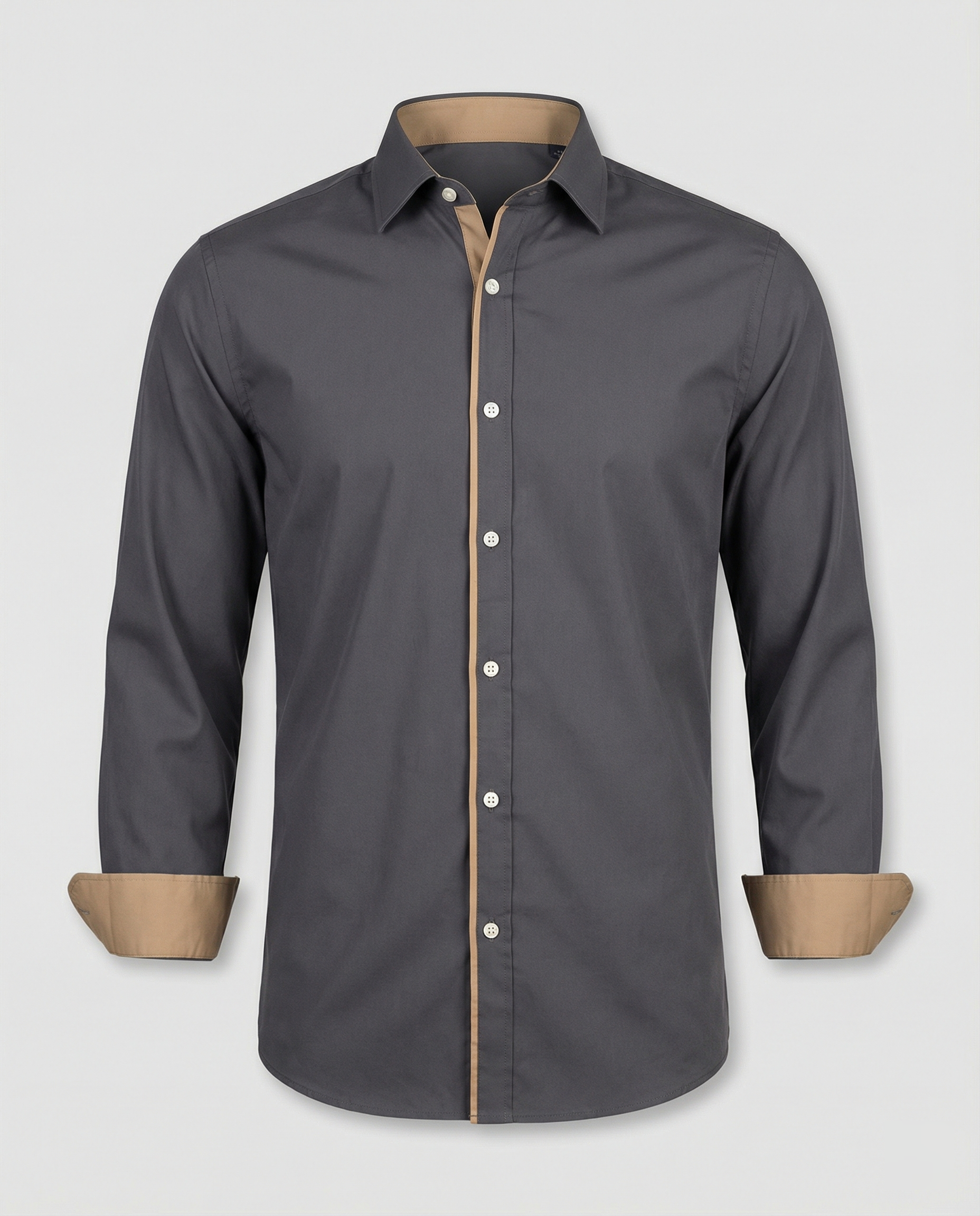 men's slim fit button-down shirt with contrast lining, trim, and cuffs
