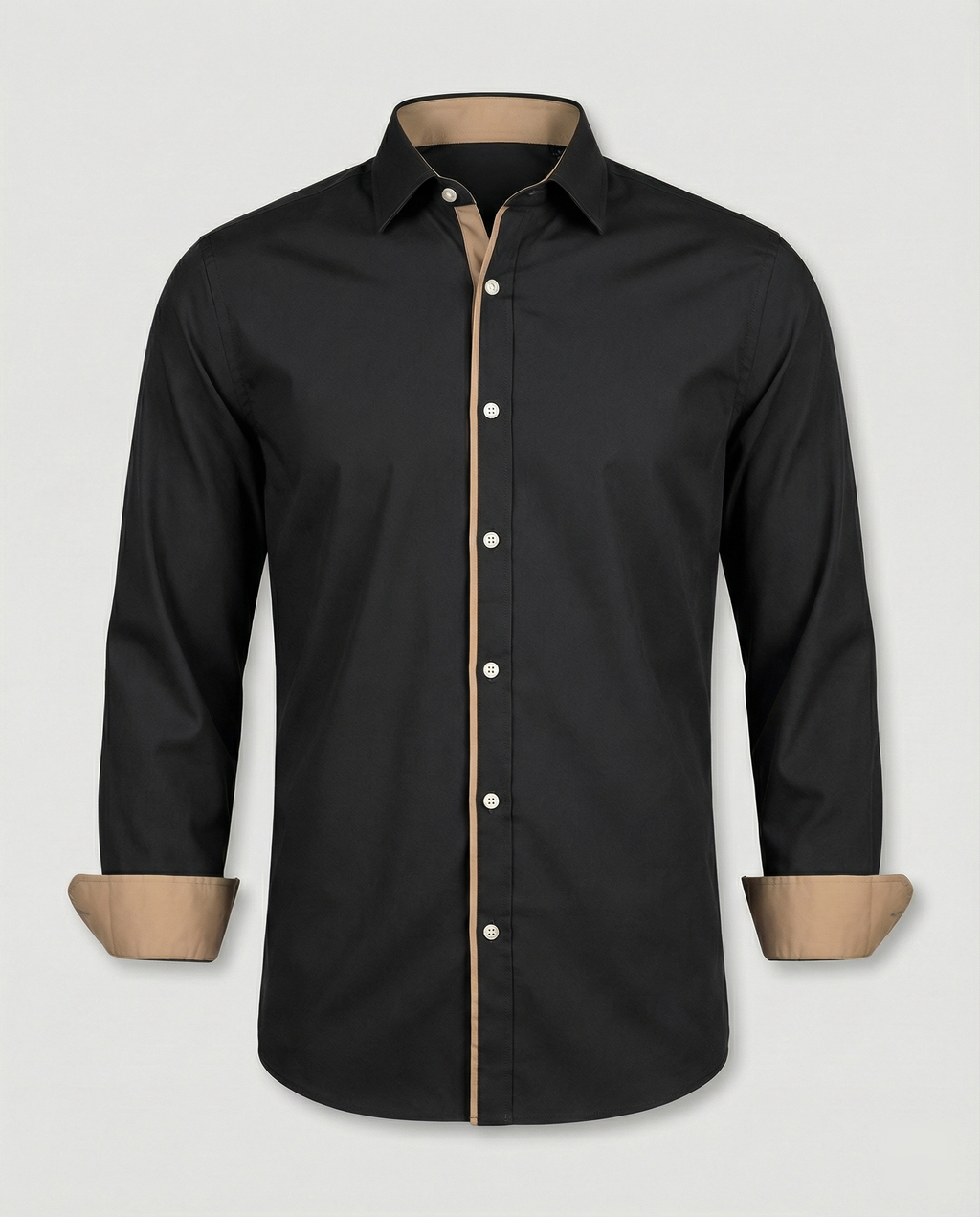 men's slim fit button-down shirt with contrast lining, trim, and cuffs