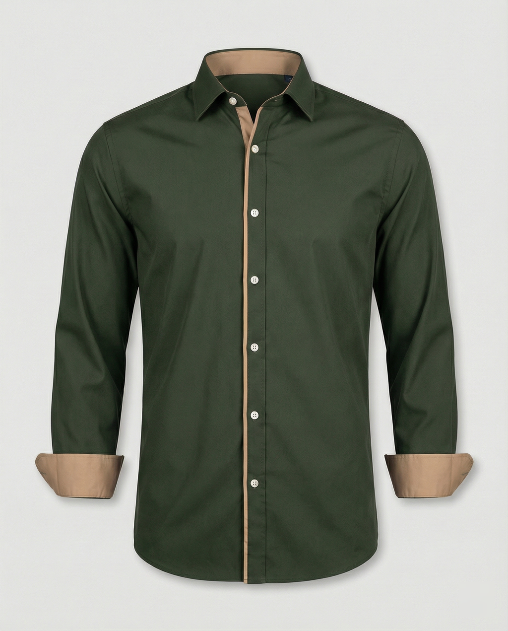 men's slim fit button-down shirt with contrast lining, trim, and cuffs