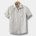 short sleeve button-up shirt with chest pocket for men