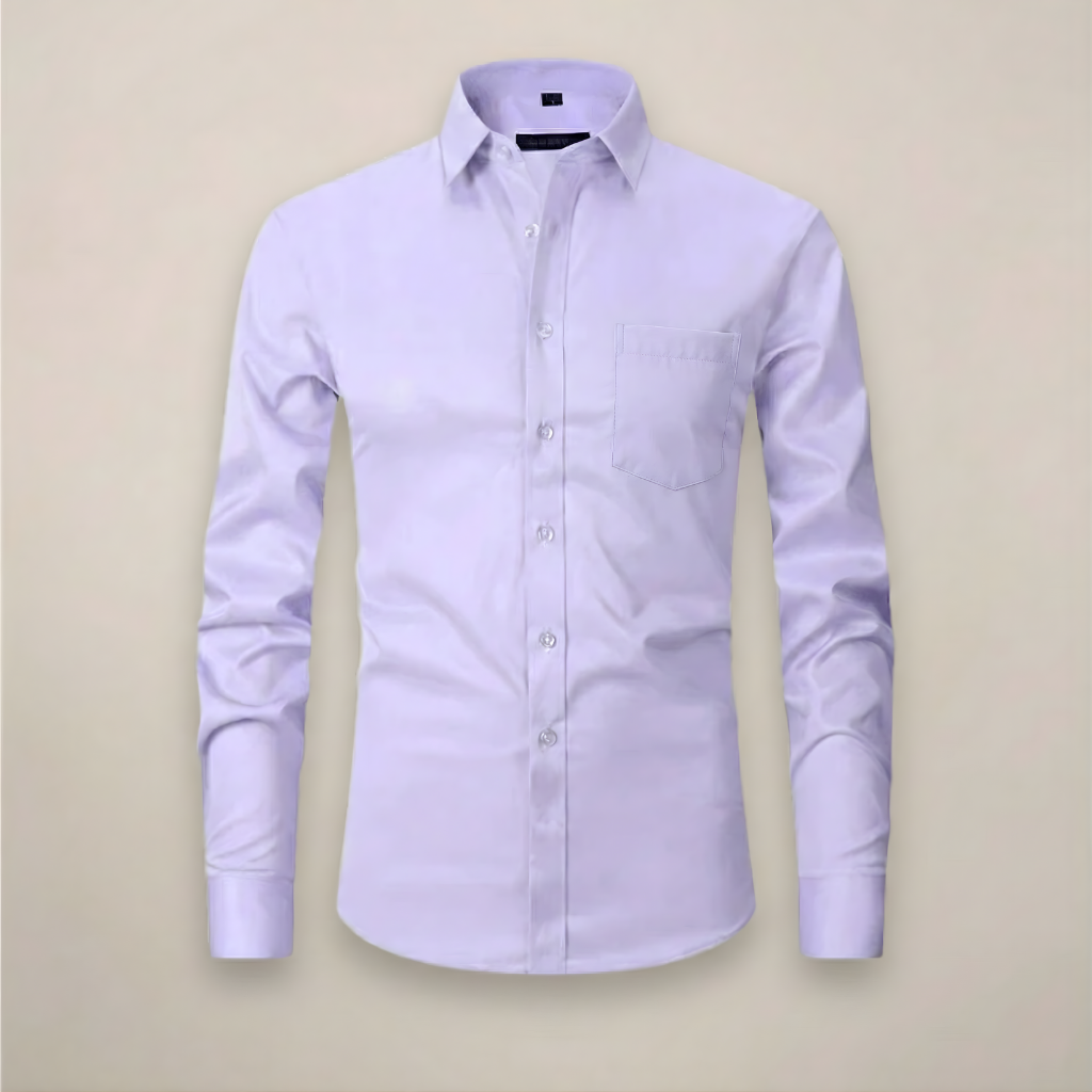 men's long sleeve shirt with classic structured fit and wrinkle resistant finish