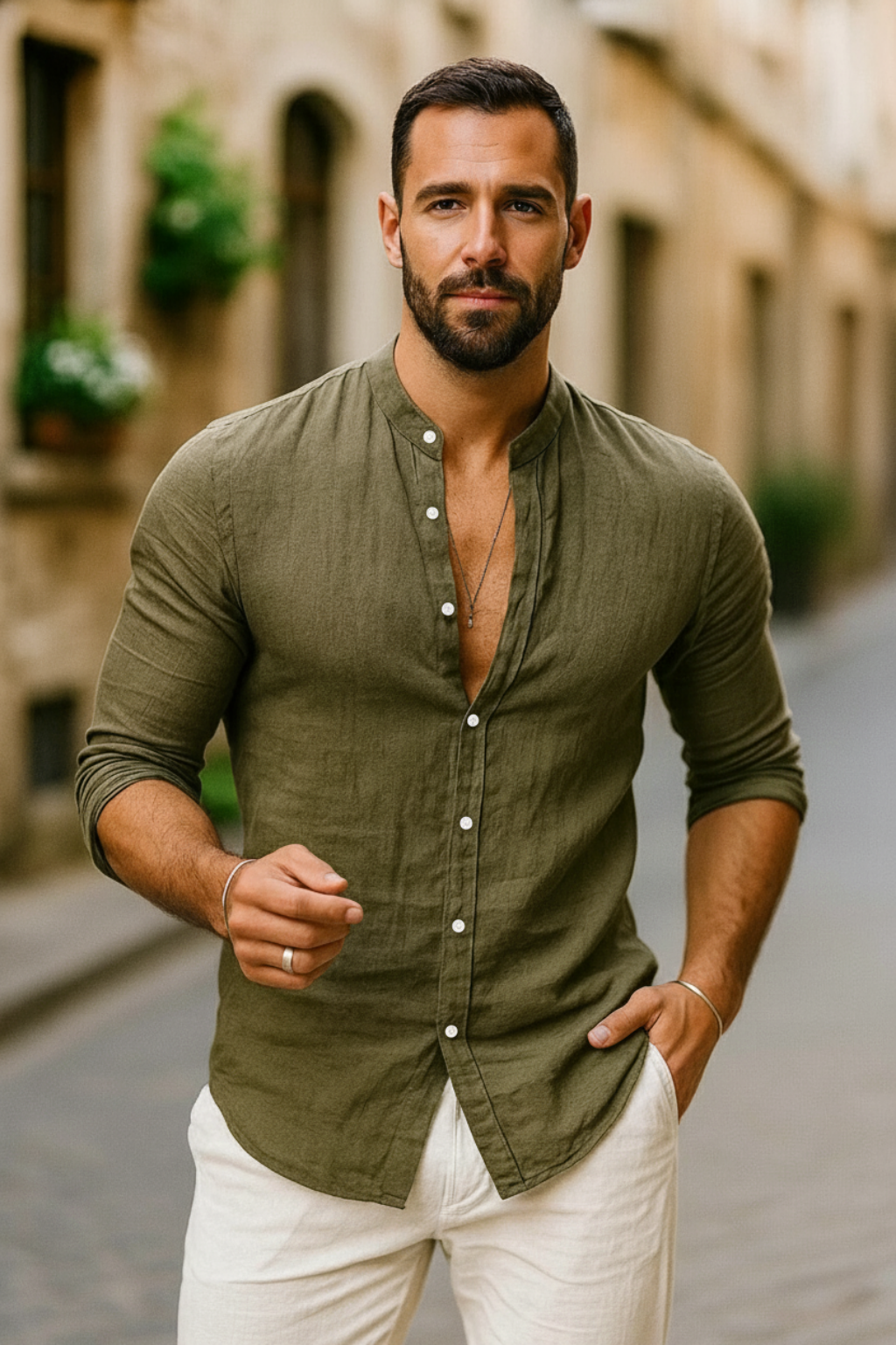 men's 3/4 sleeve casual shirt with a relaxed fit for effortless style