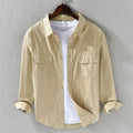 men's button front shirt with chest flap pockets and long sleeves