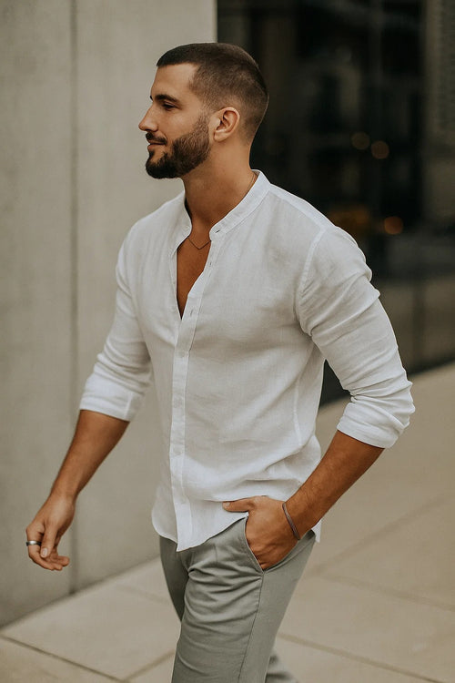 men's 3/4 sleeve casual shirt with a relaxed fit for effortless style