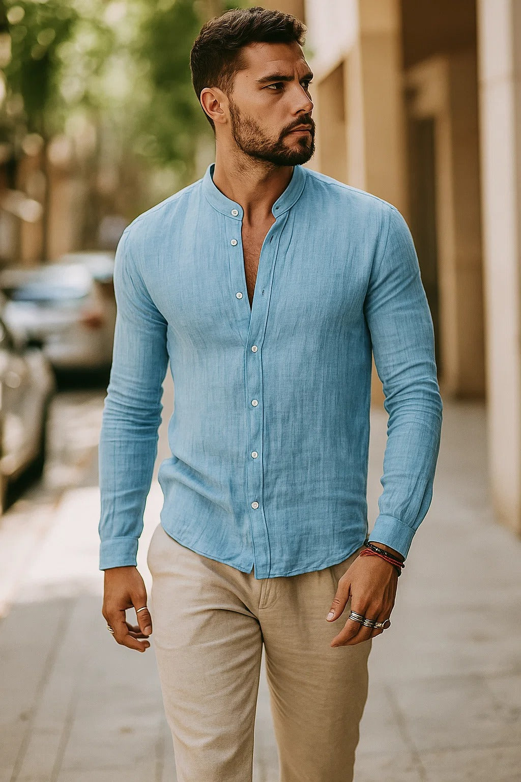men's 3/4 sleeve casual shirt with a relaxed fit for effortless style