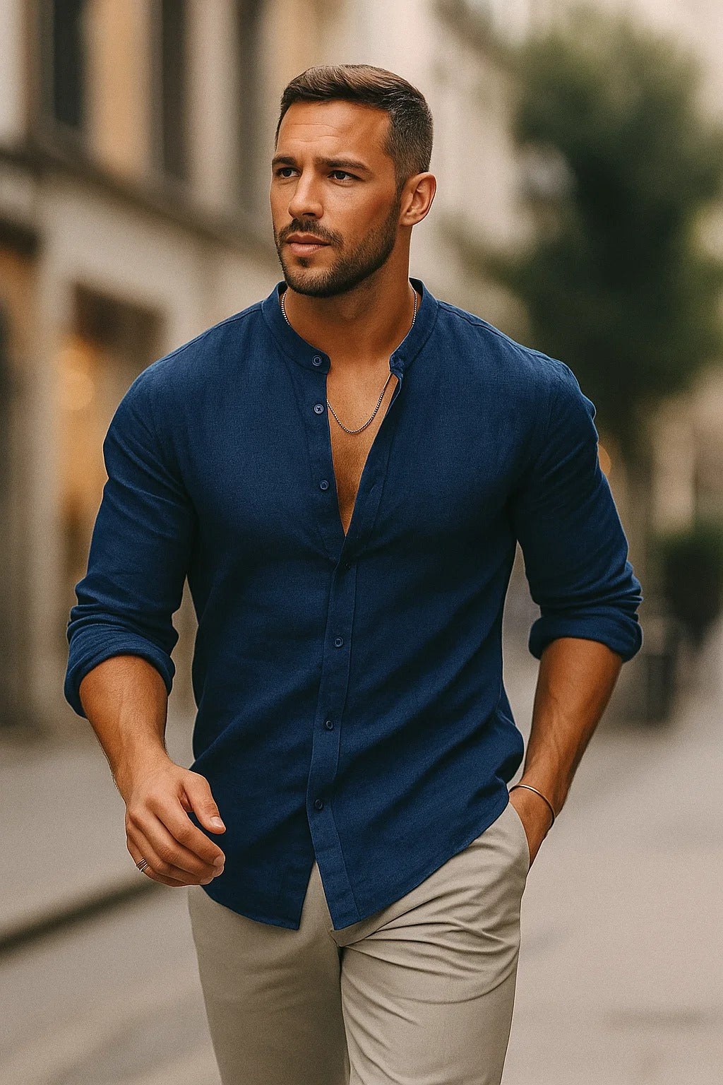 men's 3/4 sleeve casual shirt with a relaxed fit for effortless style