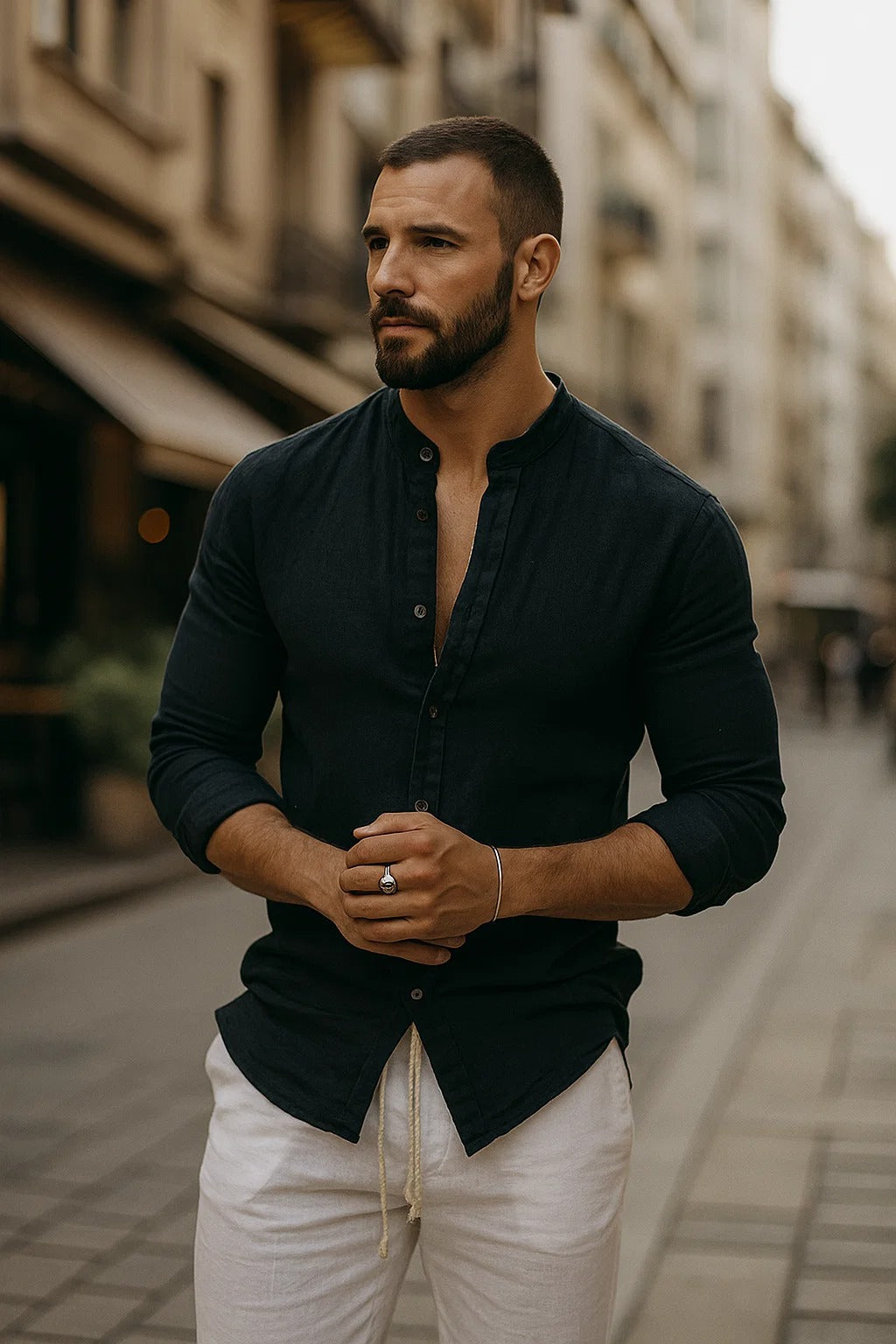 men's 3/4 sleeve casual shirt with a relaxed fit for effortless style