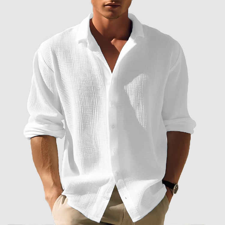 men's button-down shirt with relaxed fit for summer comfort