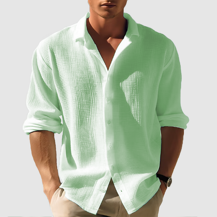 men's button-down shirt with relaxed fit for summer comfort