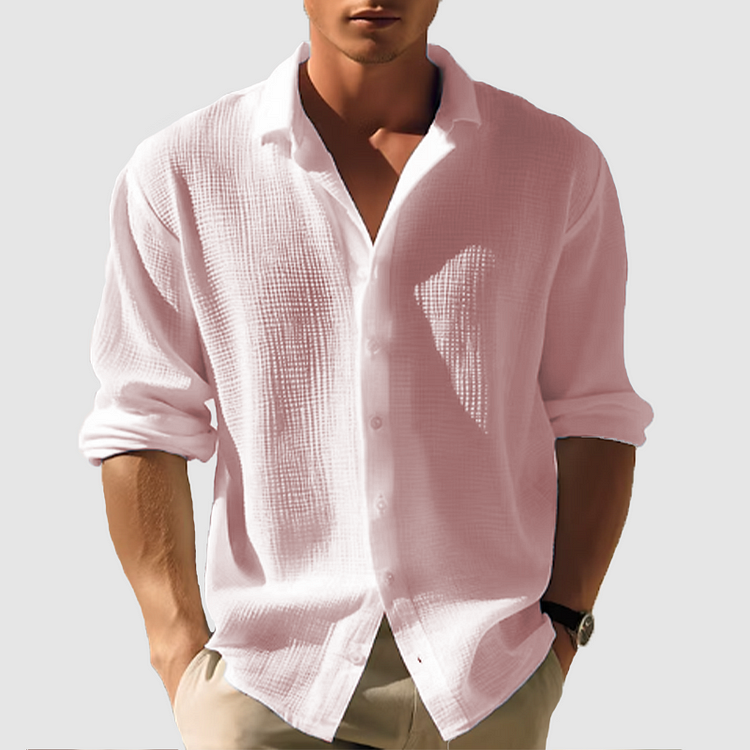 men's button-down shirt with relaxed fit for summer comfort