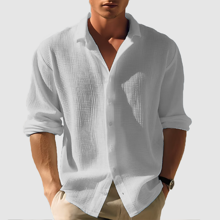 men's button-down shirt with relaxed fit for summer comfort