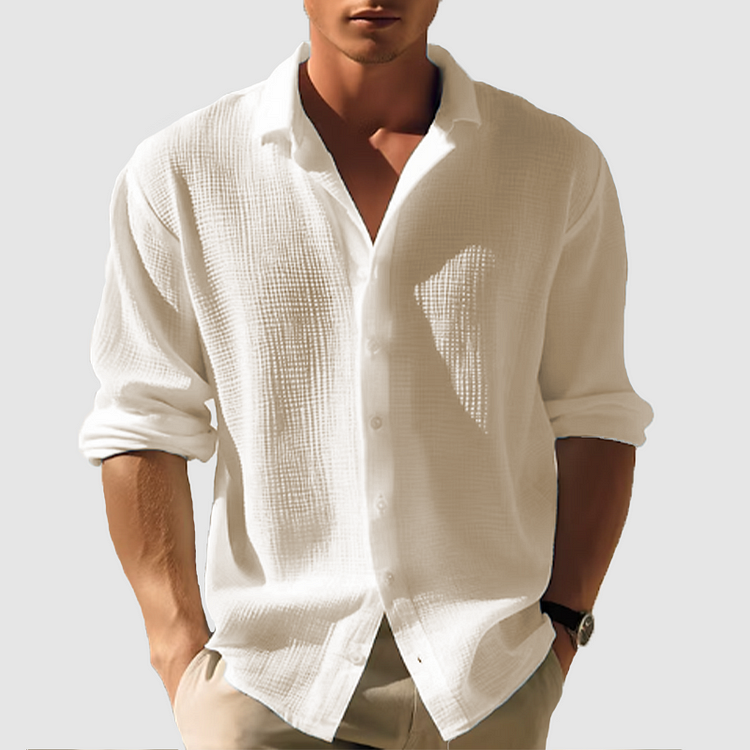 men's button-down shirt with relaxed fit for summer comfort