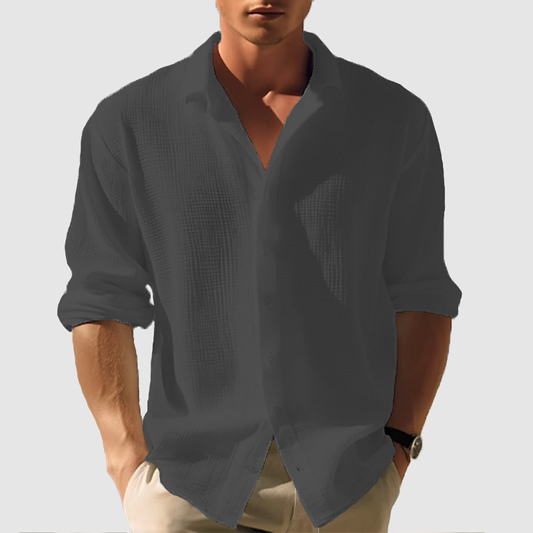 men's button-down shirt with relaxed fit for summer comfort