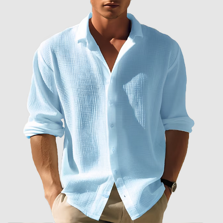 men's button-down shirt with relaxed fit for summer comfort
