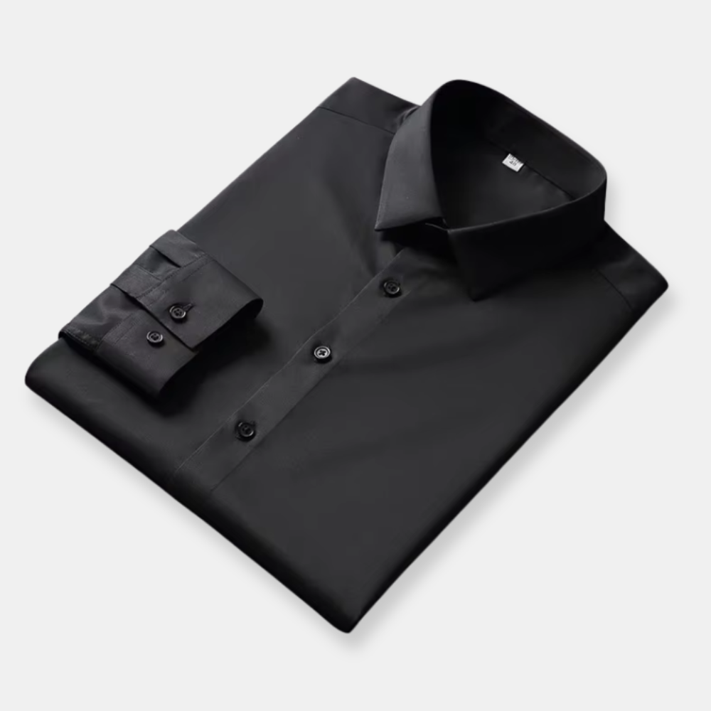 casual men's long sleeve solid color shirt non iron wrinkle resistant