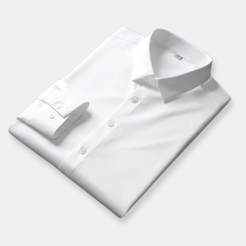 casual men's long sleeve solid color shirt non iron wrinkle resistant