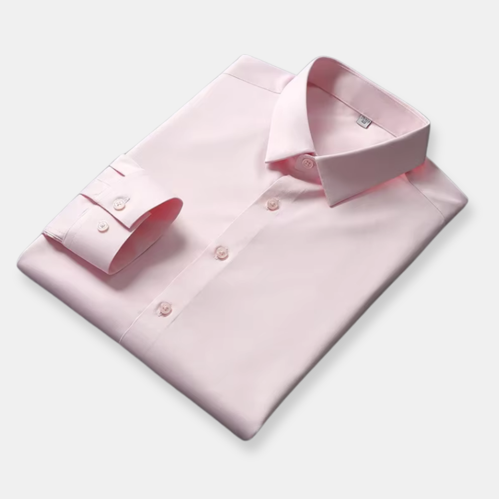 casual men's long sleeve solid color shirt non iron wrinkle resistant