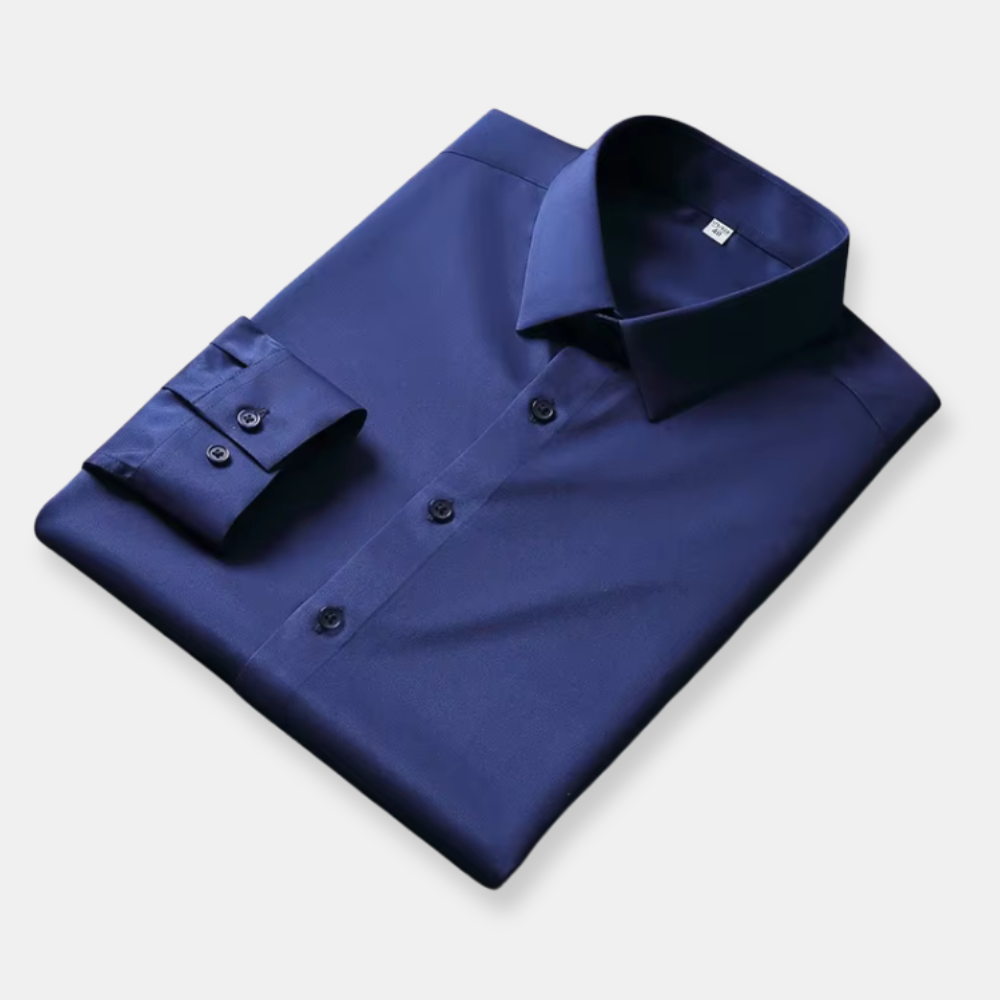 casual men's long sleeve solid color shirt non iron wrinkle resistant