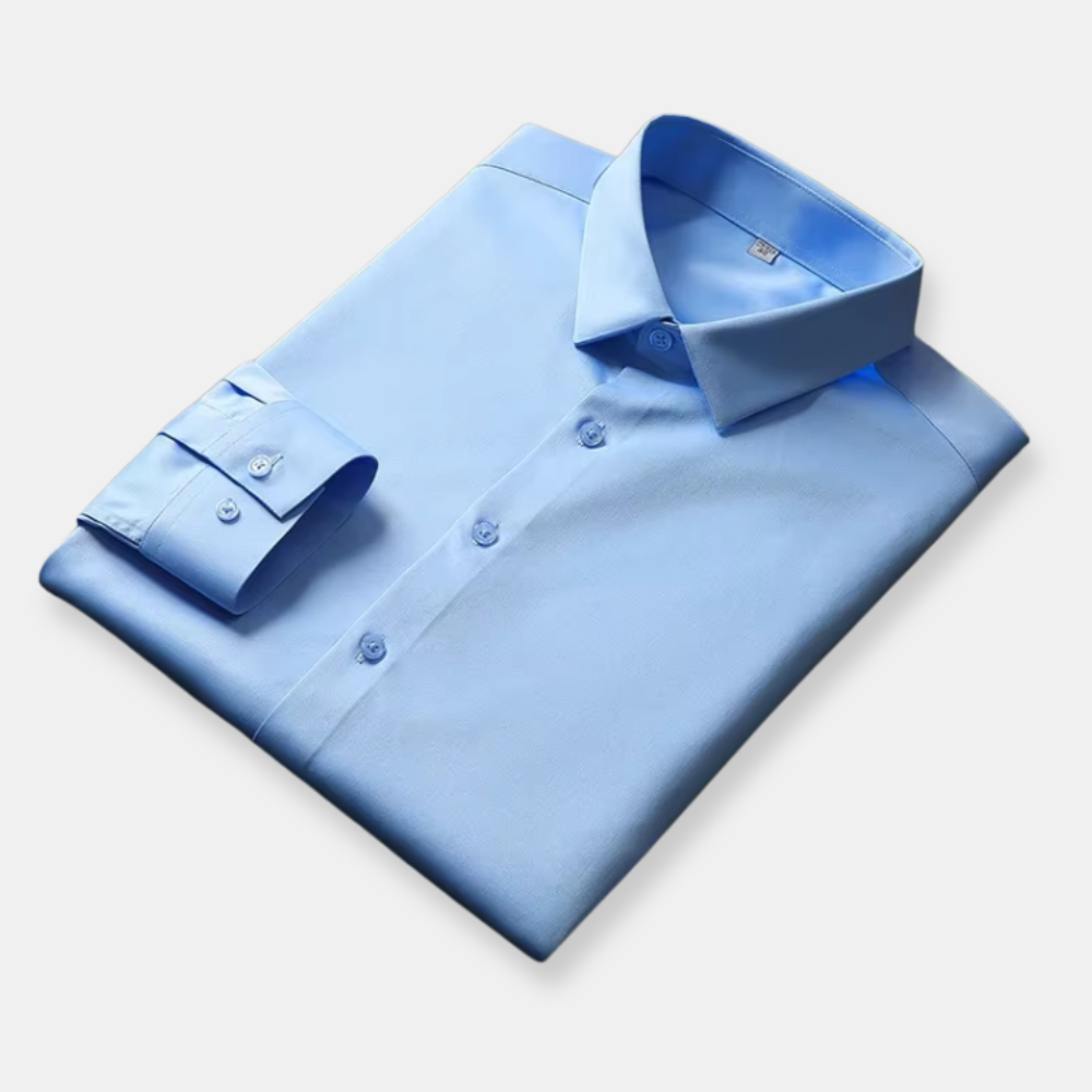 casual men's long sleeve solid color shirt non iron wrinkle resistant