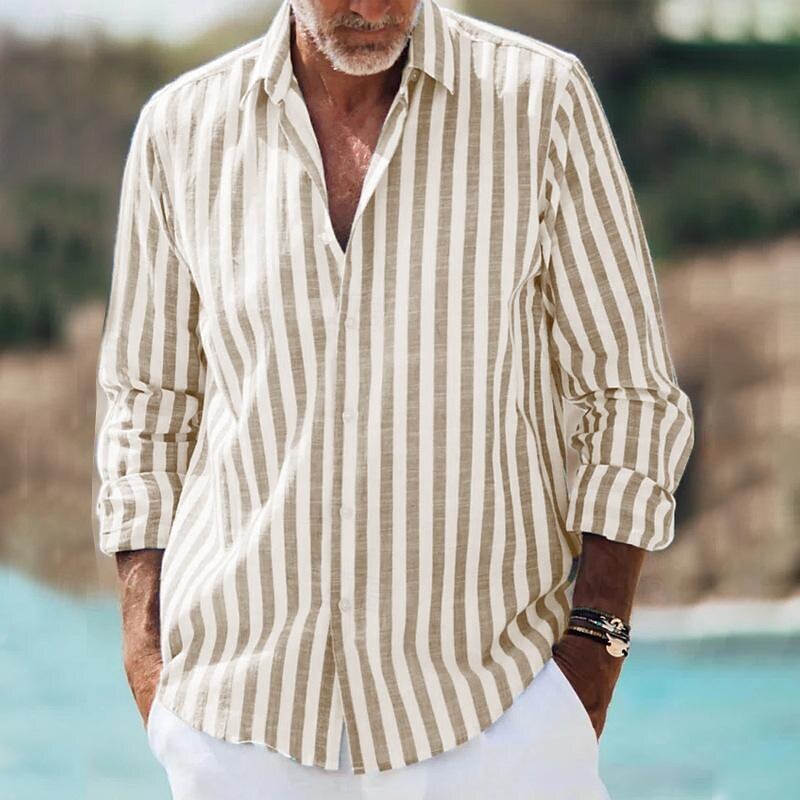 men's casual striped shirt with lightweight long sleeve for everyday style