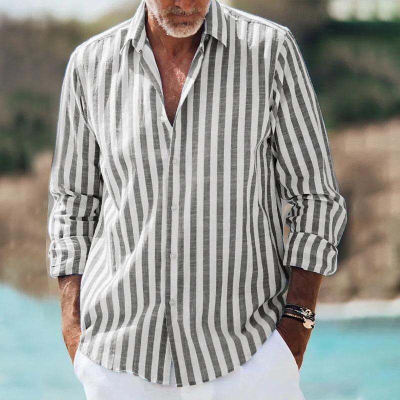 men's casual striped shirt with lightweight long sleeve for everyday style