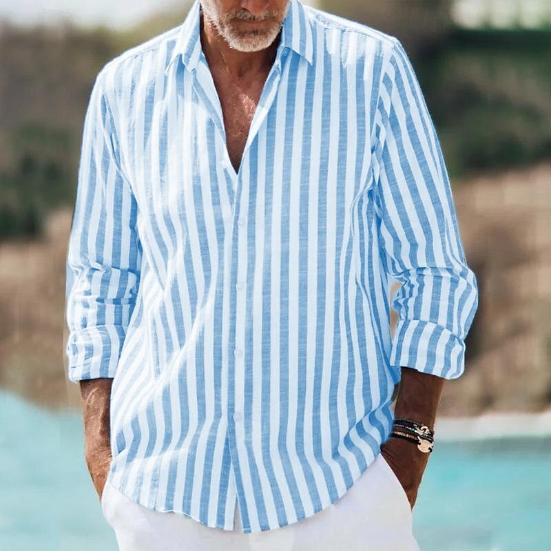 men's casual striped shirt with lightweight long sleeve for everyday style