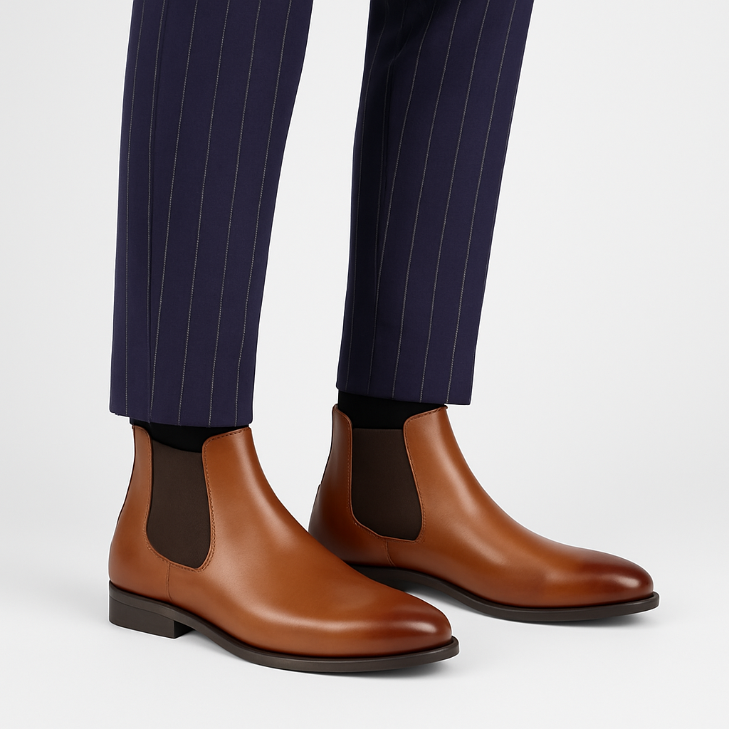 men's classic chelsea boots with high ankle slip-on design