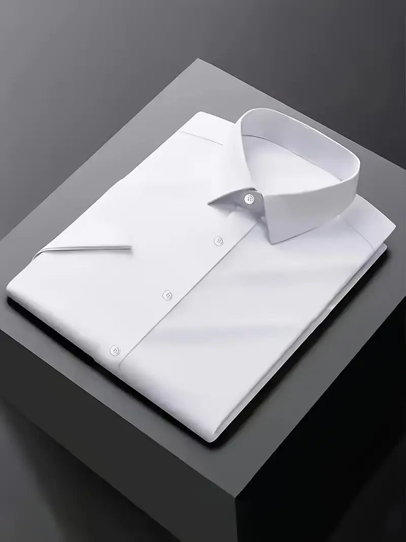 slim fit men's classic white dress shirt long sleeve