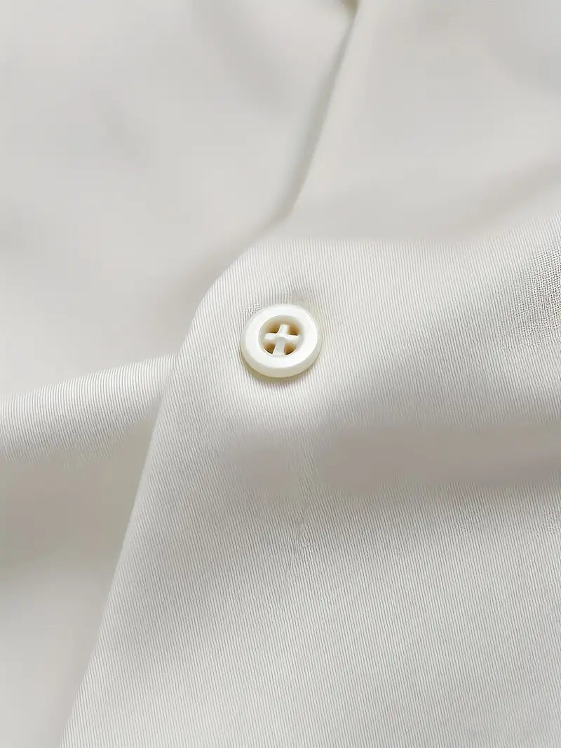 slim fit men's classic white dress shirt long sleeve