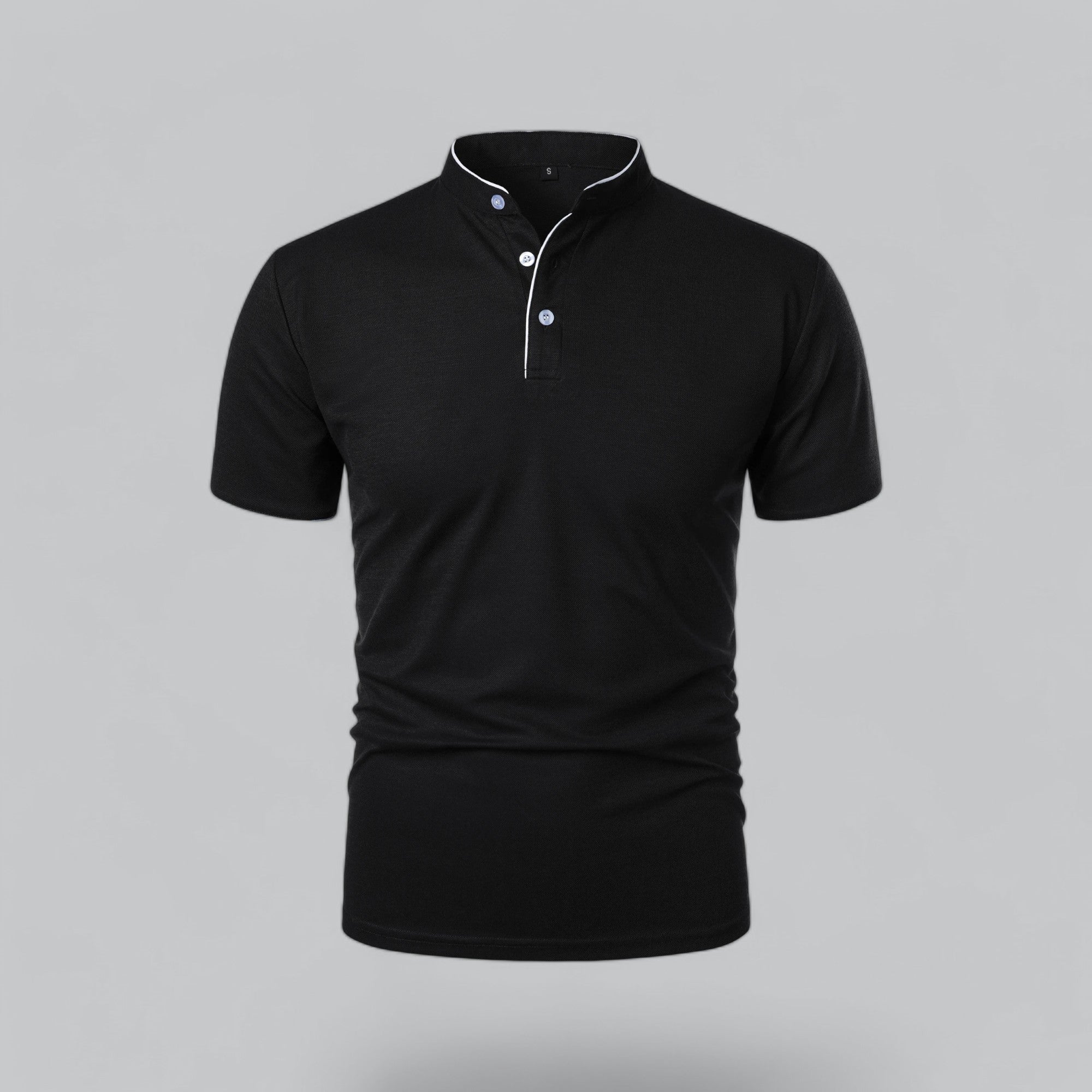 timeless old money style essential men's collarless polo shirt