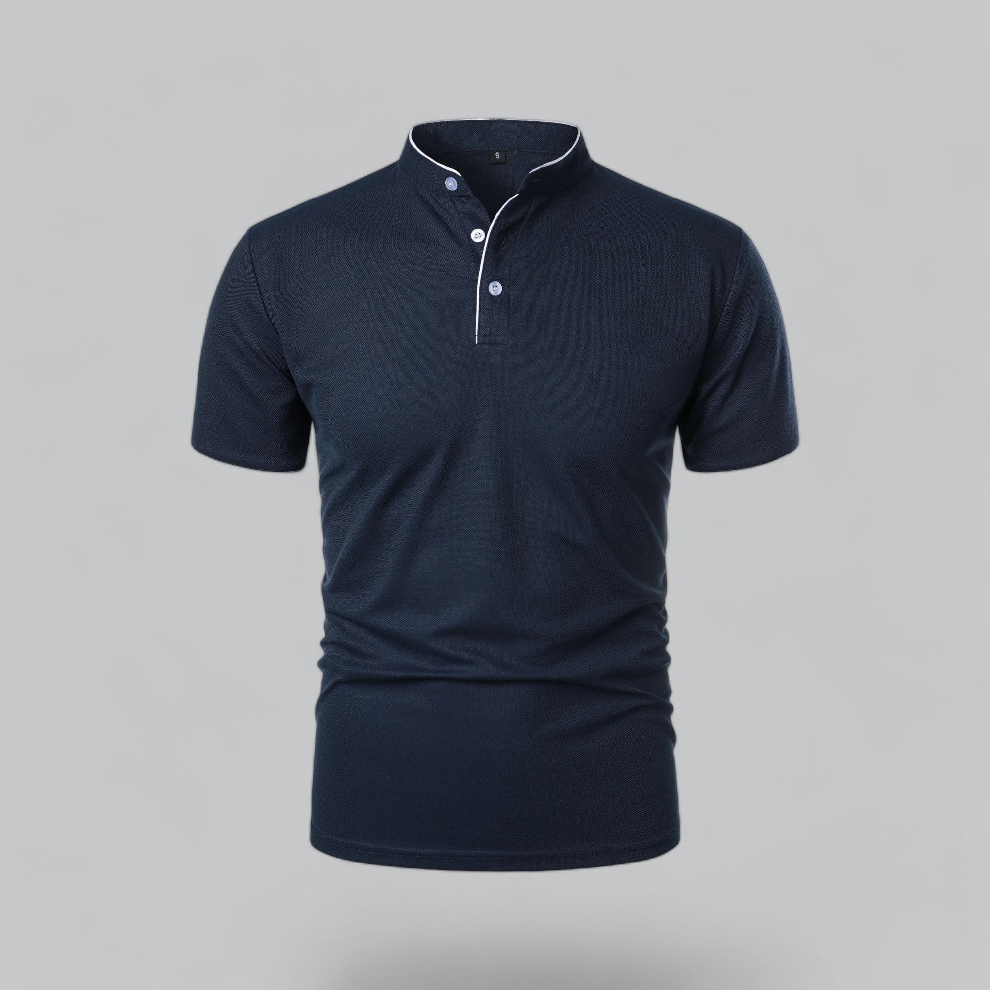 timeless old money style essential men's collarless polo shirt