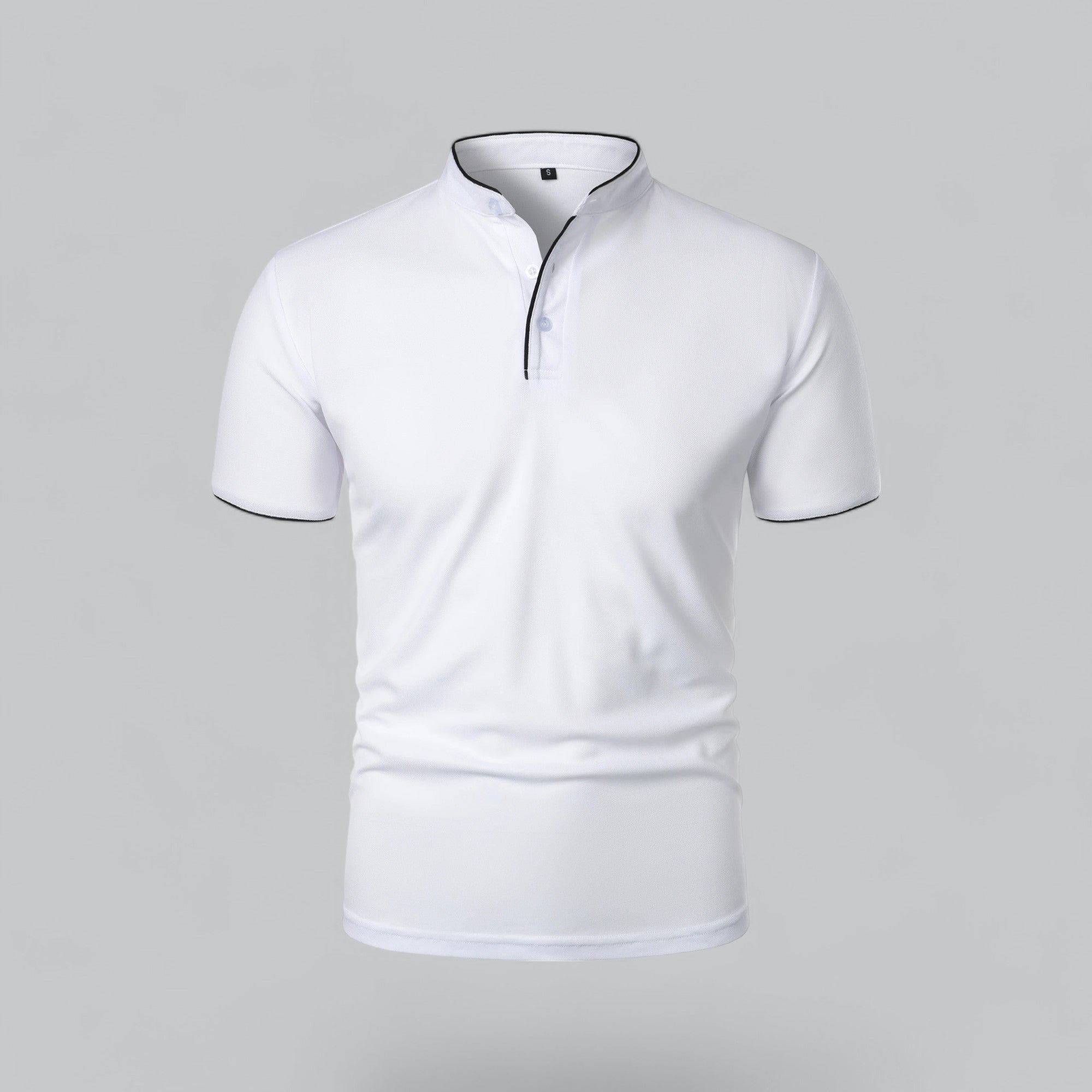 timeless old money style essential men's collarless polo shirt